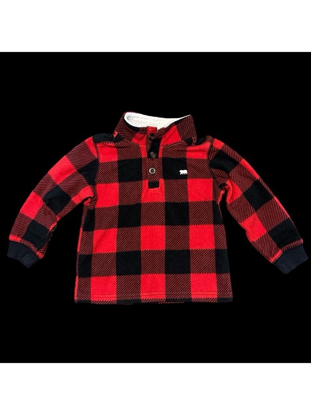 Carter's Red and Black Checkered Baby Sweatshirt Pullover Quarter Snap 24mo